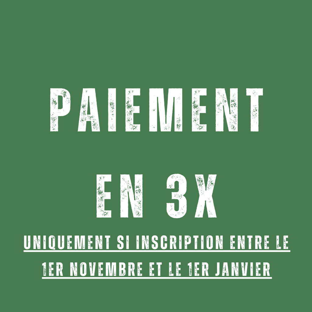 4 cours/semaine - Inscription entre le 1er novembre et le 1er janvier (Paiement en 3x) 